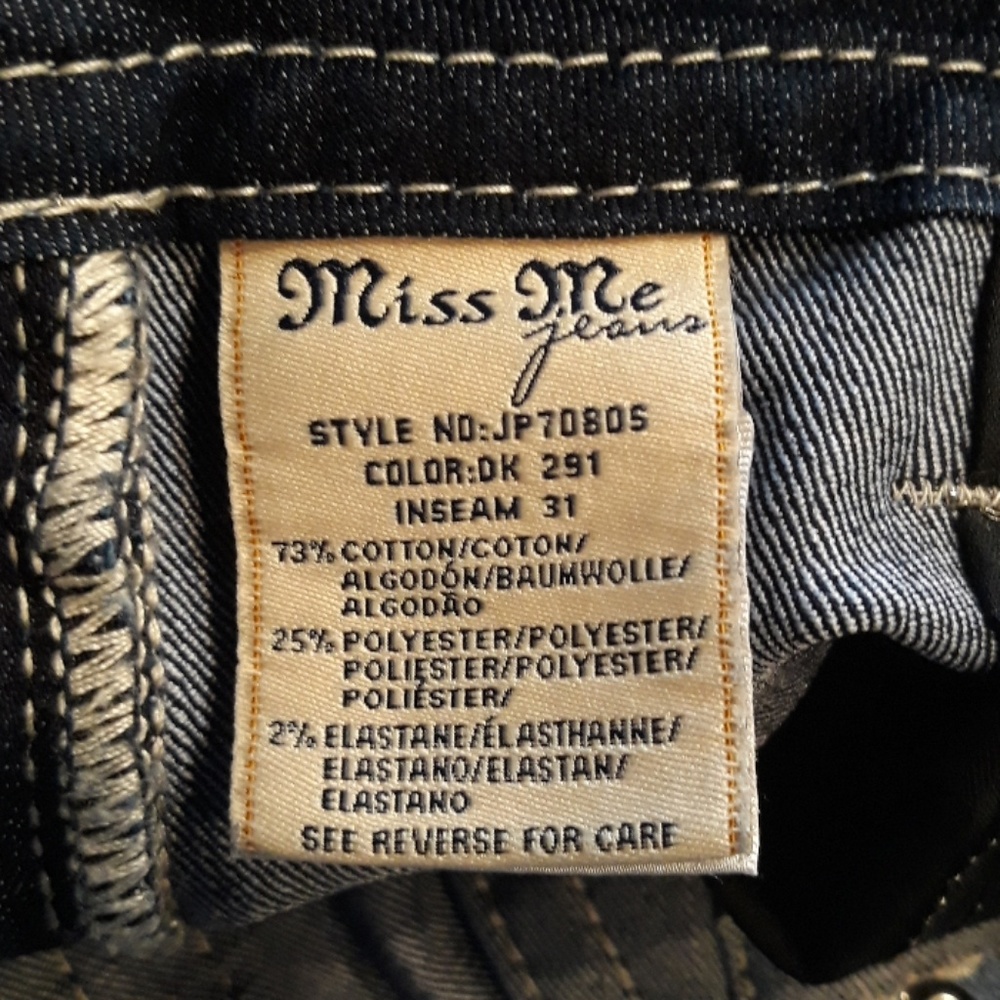 NWOT Miss Me Skinny Jeans embellished size 27 - Picture 8 of 8